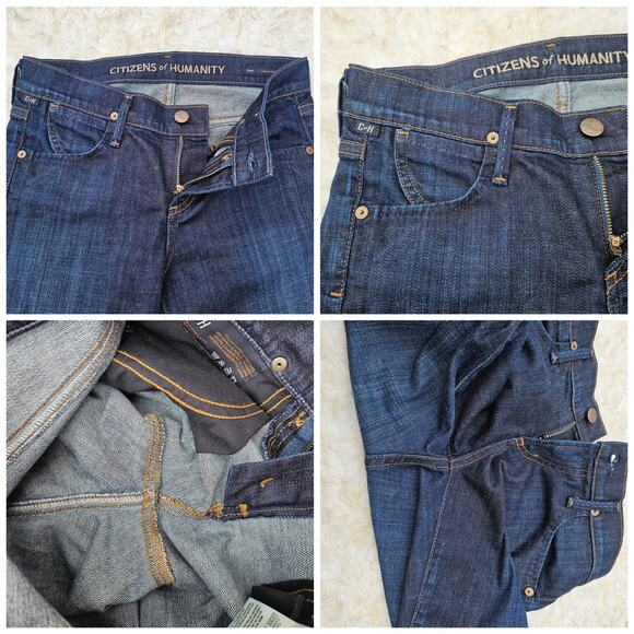 Cuffed Crop Straight Jeans CoH Citizens Humanity Dani Size 24 Dark Stretch Denim - Picture 5 of 9